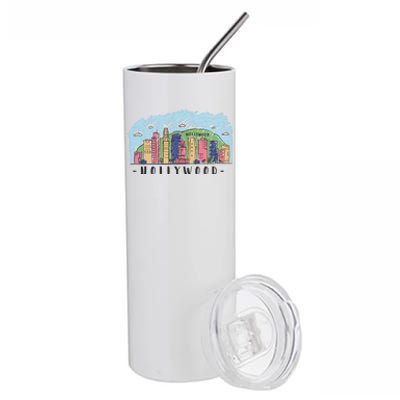 Hollywood Cartoon Style Illustration Stainless Steel Tumbler