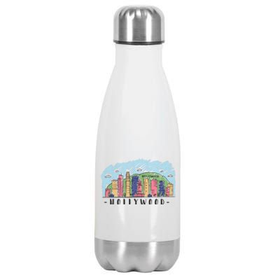 Hollywood Cartoon Style Illustration Stainless Steel Insulated Water Bottle