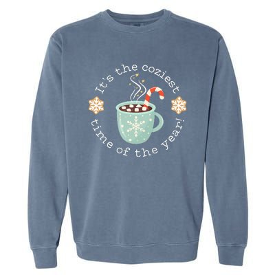 Hot Cocoa Snowflake Mug Coziest Time of the Year Xmas Garment-Dyed Sweatshirt