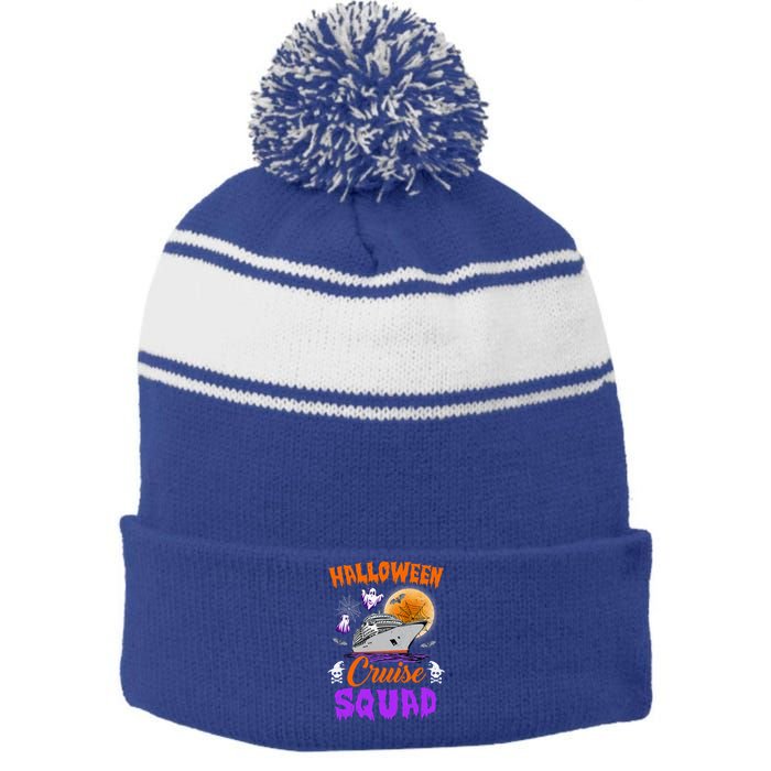 Halloween Cruise Squad Cruising Crew Spooky Season Cute Gift Stripe Pom Pom Beanie