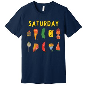 Hungry Caterpillars SATURDAY Funny Fruit Lover Vegan Premium T-Shirt