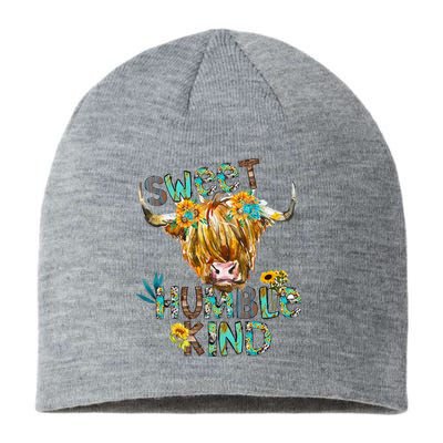 Highland Cow Sunflower Sweet Humble Kind Western Country Sustainable Beanie