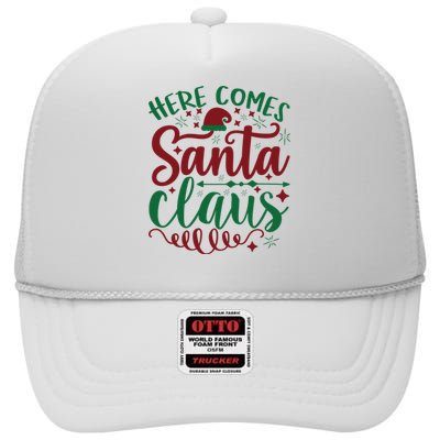 Here Comes Santa Claus High Crown Mesh Back Trucker Hat