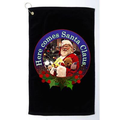 Here Comes Santa Claus Design Cool Gift Platinum Collection Golf Towel