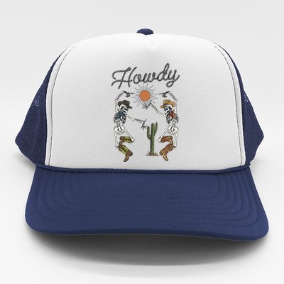 Howdy Cowboy Skeleton Dancing Country Girl Western Trucker Hat