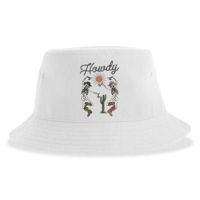 Howdy Cowboy Skeleton Dancing Country Girl Western Sustainable Bucket Hat