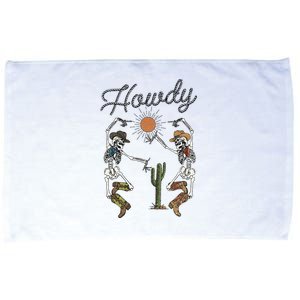 Howdy Cowboy Skeleton Dancing Country Girl Western Microfiber Hand Towel