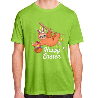 Happy Cute Sloth With Bunny Ears Egg Hunting Easter Sloth Adult ChromaSoft Performance T-Shirt