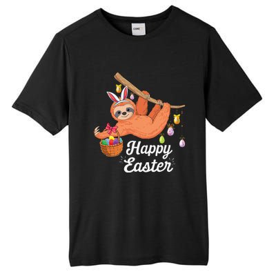 Happy Cute Sloth With Bunny Ears Egg Hunting Easter Sloth Tall Fusion ChromaSoft Performance T-Shirt