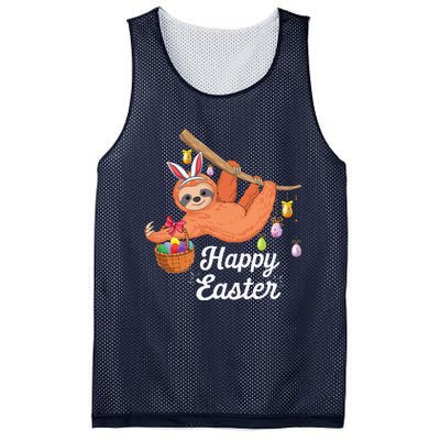 Happy Cute Sloth With Bunny Ears Egg Hunting Easter Sloth Mesh Reversible Basketball Jersey Tank