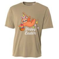 Happy Cute Sloth With Bunny Ears Egg Hunting Easter Sloth Cooling Performance Crew T-Shirt