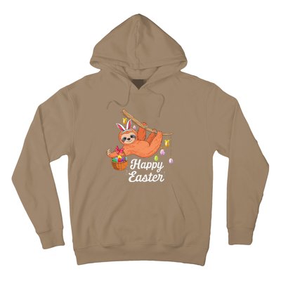 Happy Cute Sloth With Bunny Ears Egg Hunting Easter Sloth Hoodie