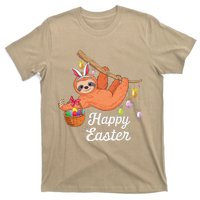 Happy Cute Sloth With Bunny Ears Egg Hunting Easter Sloth T-Shirt