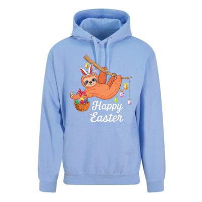 Happy Cute Sloth With Bunny Ears Egg Hunting Easter Sloth Unisex Surf Hoodie