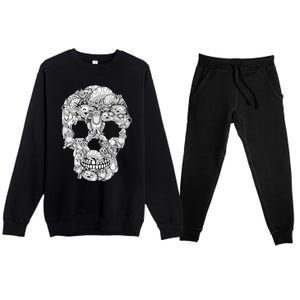 Halloween Cat Skull Costume for Cat Lovers Premium Crewneck Sweatsuit Set