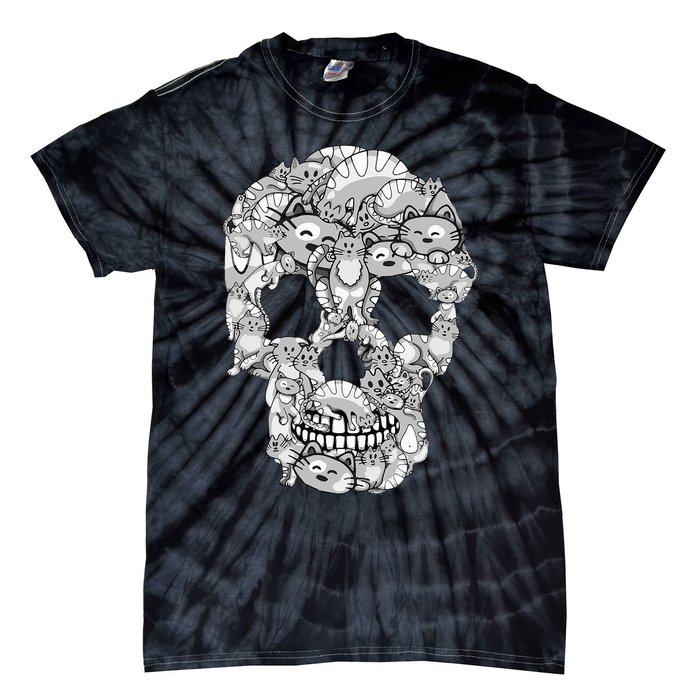 Halloween Cat Skull Costume for Cat Lovers Tie-Dye T-Shirt