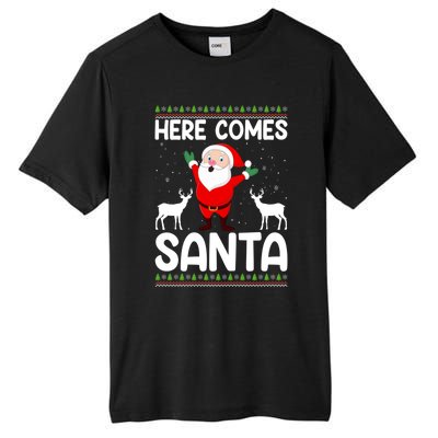 Here Comes Santa Funny Christmas Santa Hat Holiday Season Great Gift Tall Fusion ChromaSoft Performance T-Shirt