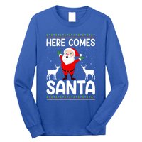 Here Comes Santa Funny Christmas Santa Hat Holiday Season Great Gift Long Sleeve Shirt