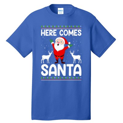 Here Comes Santa Funny Christmas Santa Hat Holiday Season Great Gift Tall T-Shirt