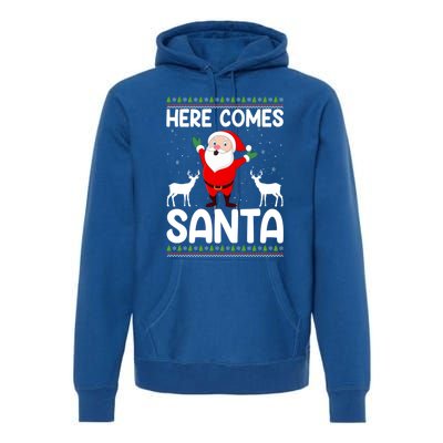 Here Comes Santa Funny Christmas Santa Hat Holiday Season Great Gift Premium Hoodie