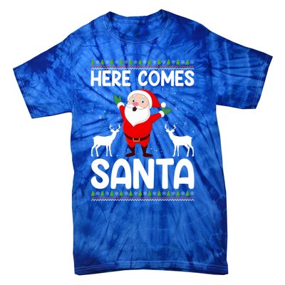 Here Comes Santa Funny Christmas Santa Hat Holiday Season Great Gift Tie-Dye T-Shirt