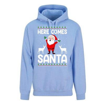 Here Comes Santa Funny Christmas Santa Hat Holiday Season Great Gift Unisex Surf Hoodie