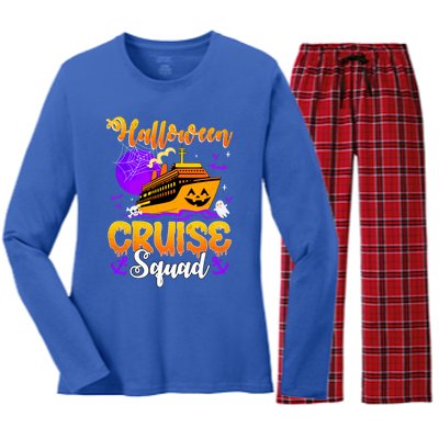 Halloween Cruise Squad Family Spooky Cruising Crew Trip Gift Women's Long Sleeve Flannel Pajama Set 