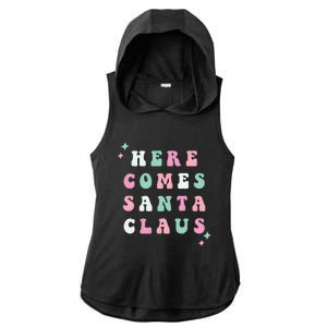 Here Comes Santa Claus Retro Merry Christmas Xmas Meaningful Gift Ladies PosiCharge Tri-Blend Wicking Draft Hoodie Tank