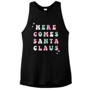 Here Comes Santa Claus Retro Merry Christmas Xmas Meaningful Gift Ladies PosiCharge Tri-Blend Wicking Tank