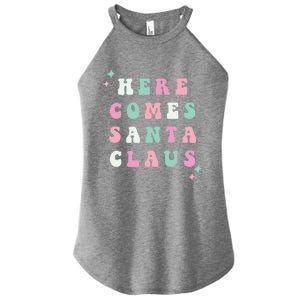 Here Comes Santa Claus Retro Merry Christmas Xmas Meaningful Gift Women's Perfect Tri Rocker Tank