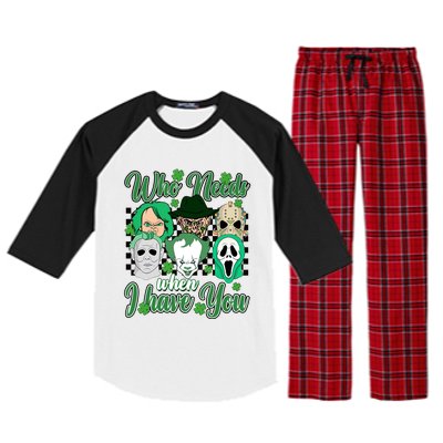 Horror Characters St Patricks Day Tumbler Who Needs Luck When I Have You Raglan Sleeve Pajama Set