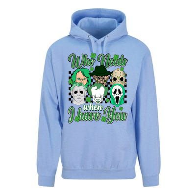 Horror Characters St Patricks Day Tumbler Who Needs Luck When I Have You Unisex Surf Hoodie