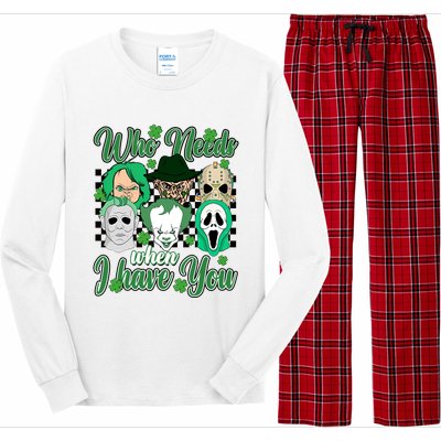 Horror Characters St Patricks Day Tumbler Who Needs Luck When I Have You Long Sleeve Pajama Set