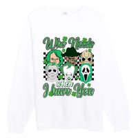 Horror Characters St Patricks Day Tumbler Who Needs Luck When I Have You Premium Crewneck Sweatshirt