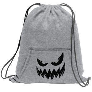 Halloween Costume Spooky Jack OLantern Orange Pumpkin Face Sweatshirt Cinch Pack Bag