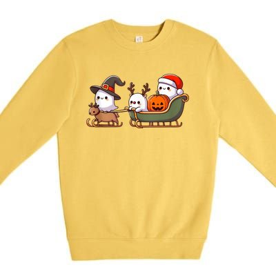 Halloween Christmas SantaS Reindeer Ghost Happy Ghost Premium Crewneck Sweatshirt