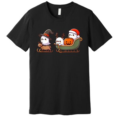 Halloween Christmas SantaS Reindeer Ghost Happy Ghost Premium T-Shirt