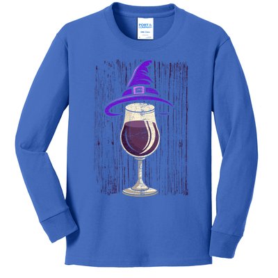 Halloween Costume Salem Wine Drunken Witch Funny Gift Kids Long Sleeve Shirt