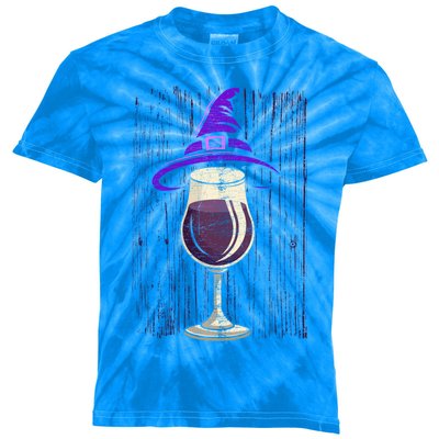 Halloween Costume Salem Wine Drunken Witch Funny Gift Kids Tie-Dye T-Shirt