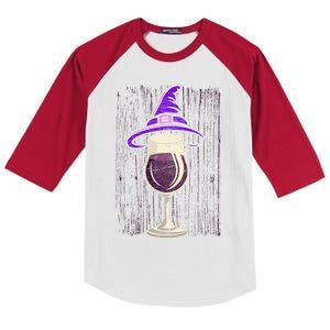 Halloween Costume Salem Wine Drunken Witch Funny Gift Kids Colorblock Raglan Jersey