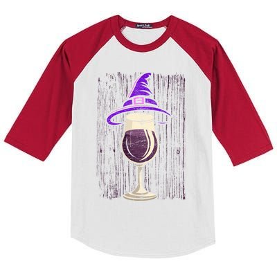 Halloween Costume Salem Wine Drunken Witch Funny Gift Kids Colorblock Raglan Jersey