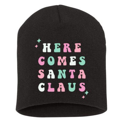 Here Comes Santa Claus Retro Merry Christmas XMAS Short Acrylic Beanie