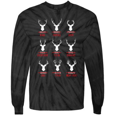 Hilarious Christmas Santa Reindeer Checklist PJs Tie-Dye Long Sleeve Shirt