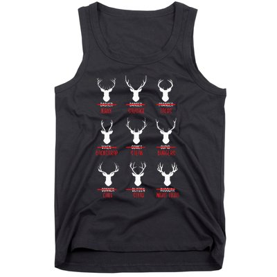 Hilarious Christmas Santa Reindeer Checklist PJs Tank Top