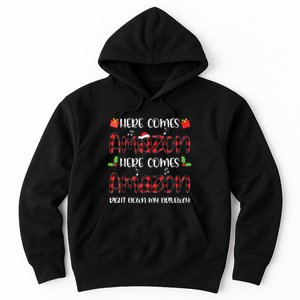 Here Comes Sleigh Right Down My Driveway Red Plaid Christmas Hoodie