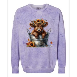 Highland Cow Sunflower ItS Fall YAll Farming Fall Vibes Colorblast Crewneck Sweatshirt