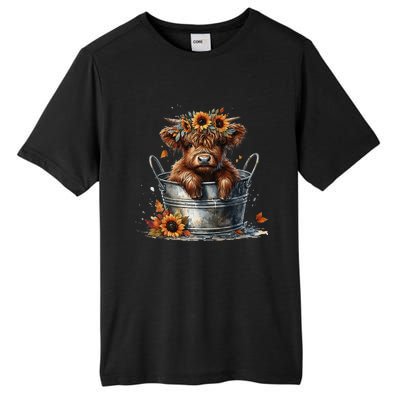 Highland Cow Sunflower ItS Fall YAll Farming Fall Vibes Tall Fusion ChromaSoft Performance T-Shirt