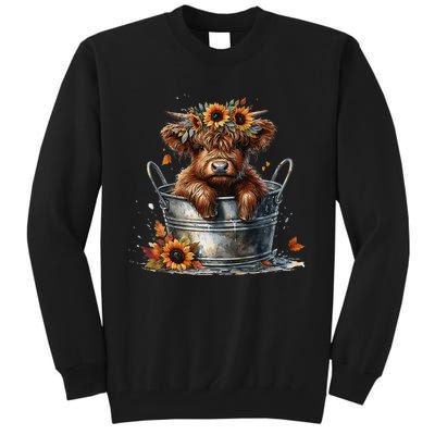 Highland Cow Sunflower ItS Fall YAll Farming Fall Vibes Tall Sweatshirt