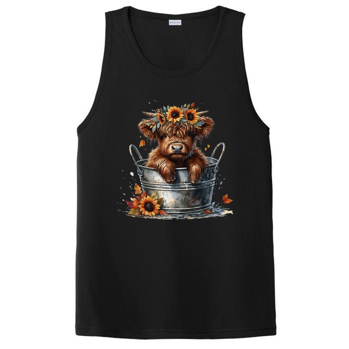 Highland Cow Sunflower ItS Fall YAll Farming Fall Vibes PosiCharge Competitor Tank