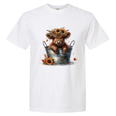 Highland Cow Sunflower ItS Fall YAll Farming Fall Vibes Garment-Dyed Heavyweight T-Shirt